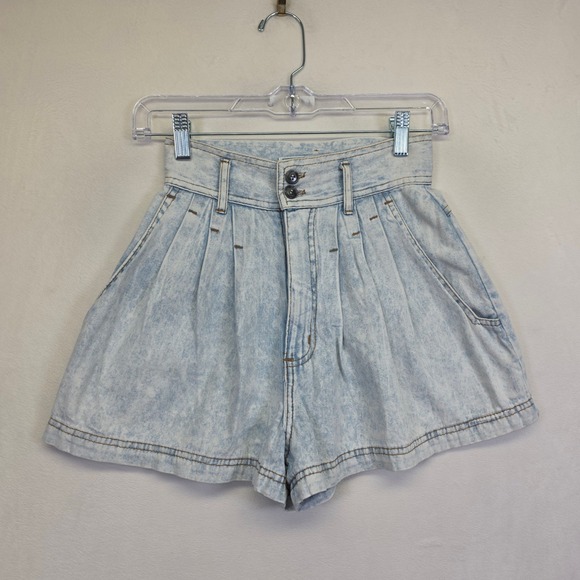 Vintage Made In The Shade Denim Shorts Womens 5 High Waist Pleated Acid Wash USA - Picture 2 of 13